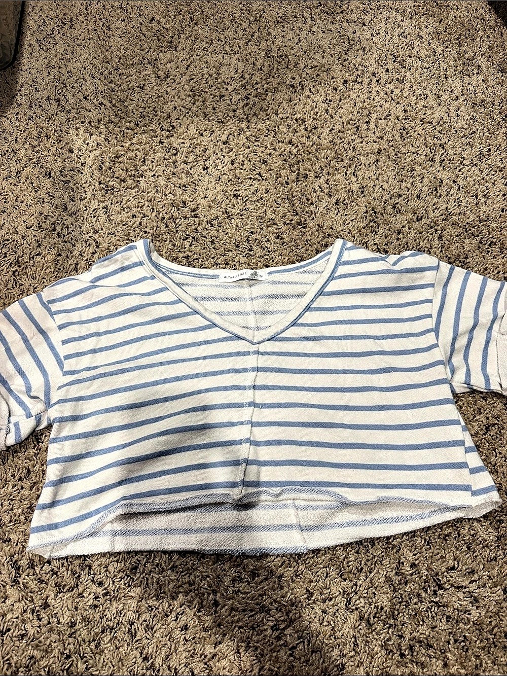 Altar'd State Striped Short Sleeve Top in Blue & White Size Small